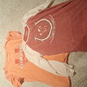 Washed long sleeve and short sleeve